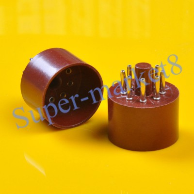 Brown Red Vintage Tube 8pin Octal Base Socket.jpg